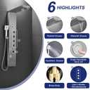 ROVATE Rainfall Waterfall Shower Tower Panel System, 304 Stainless Steel Bathroom Shower Panel Tower with 5 Body Sprays and Flexible Handheld Shower, Shower Column Wall Mount, Delicate Brushed Finish