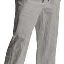 Men's Casual Linen Pants Elastic Waist Drawstring Summer Beach Lightweight Trouser with Pockets (3X-Large, Grey)