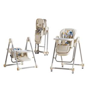 5 in 1 Baby High Chair Swings for Infants Soothes to Sleep Reclining Foldable Rocking 8 Level Height Adjustment Eco Friendly Washable PU Cushion Baby Feeding Chair (White)