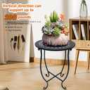 Indoor Outdoor Small Metal Round Side Table, 14 Inch Patio Coffee Bistro Table, Weather Resistant Black Metal Side Table for Patio Balcony Yard Porch Garden, Plant Stand for Indoor Outdoor Use