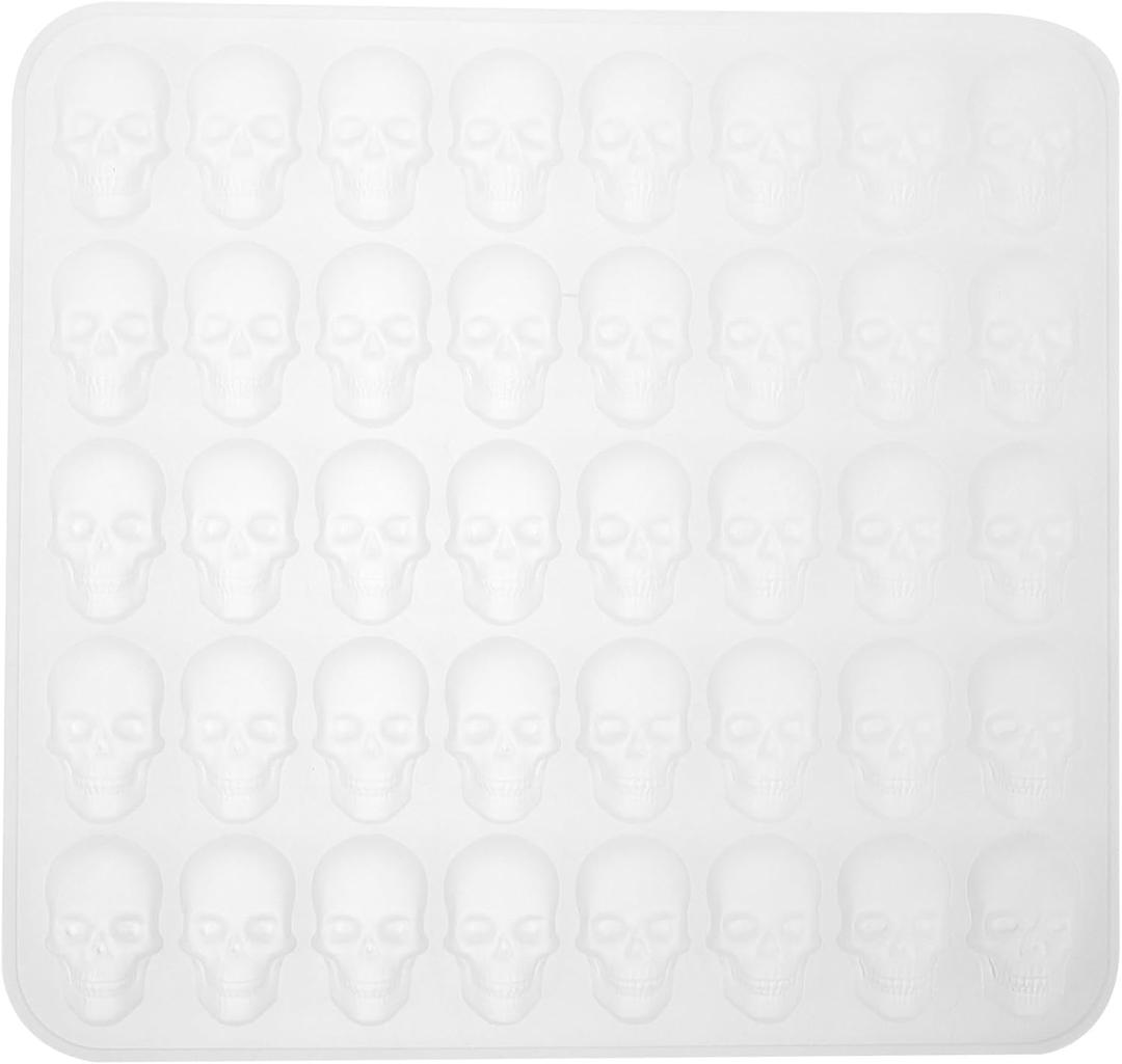 3 x PRETYZOOM Mini Skull Gummy Mold, Silicone 40-Cavity Skull Head Ice Cube Tray, Halloween Skeleton Baking Mold for Chocolate, Candy, Jelly, Dog Treats
