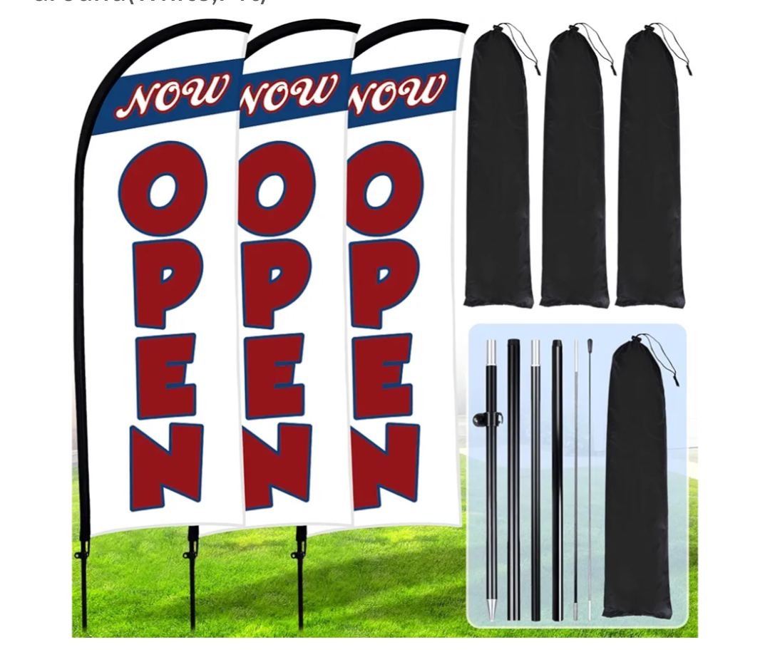 7.9FT Open House Signs for Real Estate Agents,Business Open House Flag and Pole Kit,Feather Flag Banners,Open Signs for Outside Business Advertising