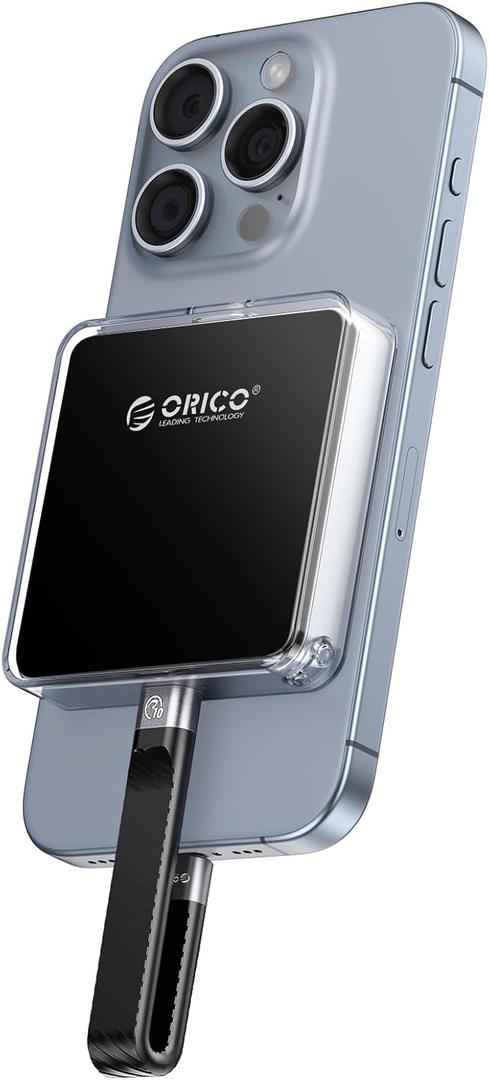ORICO Magnetic M.2 NVMe 2230 SSD Enclosure Compatible with Magsafe for iPhone 15/16 Pro Max ProRes, 10Gbps USB C 3.2 Gen2 Type-C to NVMe Reader with Protective CaseLanyard - AP30