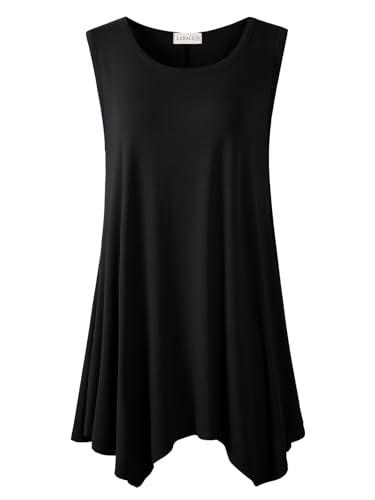 LARACE Womens Plus Size Tank Tops Summer Sleeveless Shirts Casual Loose Tunic Blouses(Black 5X)