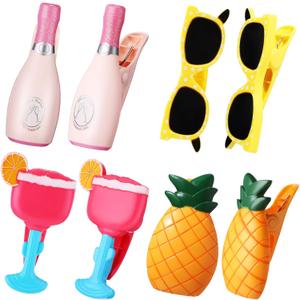 Sieral 8 Pcs Beach Towel Clips Beach Chair Pool Clips for Chairs Plastic Windproof Holder Funny Decorative Clothespins for Patio Accessories Summer, 4 Styles(Cool Style)