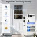 Veise VE017-H Fingerprint Smart Front Door Lock Set, App Control, 8-in-1 Keyless Entry Deadbolt with Zinc Alloy Handles, Emergency Power Port, Touchscreen Keypad, Auto Lock, Easy Install, Matte Black