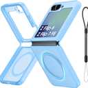 Magnetic Case for Galaxy Z Flip 7 FE/Galaxy Z Flip 6, Compatible with MagSafe [No Screen Protector] Slim Translucent Matte Shockproof Phone Case for Samsung Flip7 FE/ Flip6 (Far Peak Blue)
