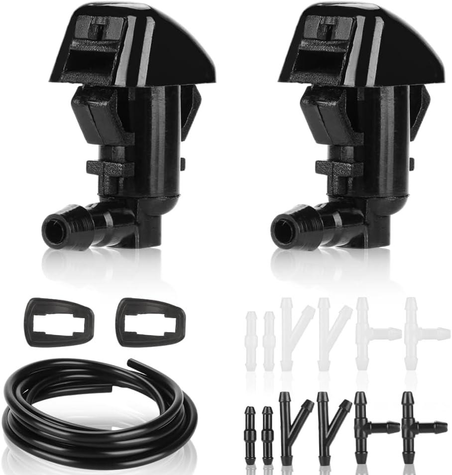 Front Windshield Washer Nozzles Kit 3 Meters Windshield Washer Hose with 12 pcs Connectors - Compatible for Ford Edge 2011-2014 for Lincoln MKX 2011-2015 - Replace Part BE8Z-17603-A - Set of 2