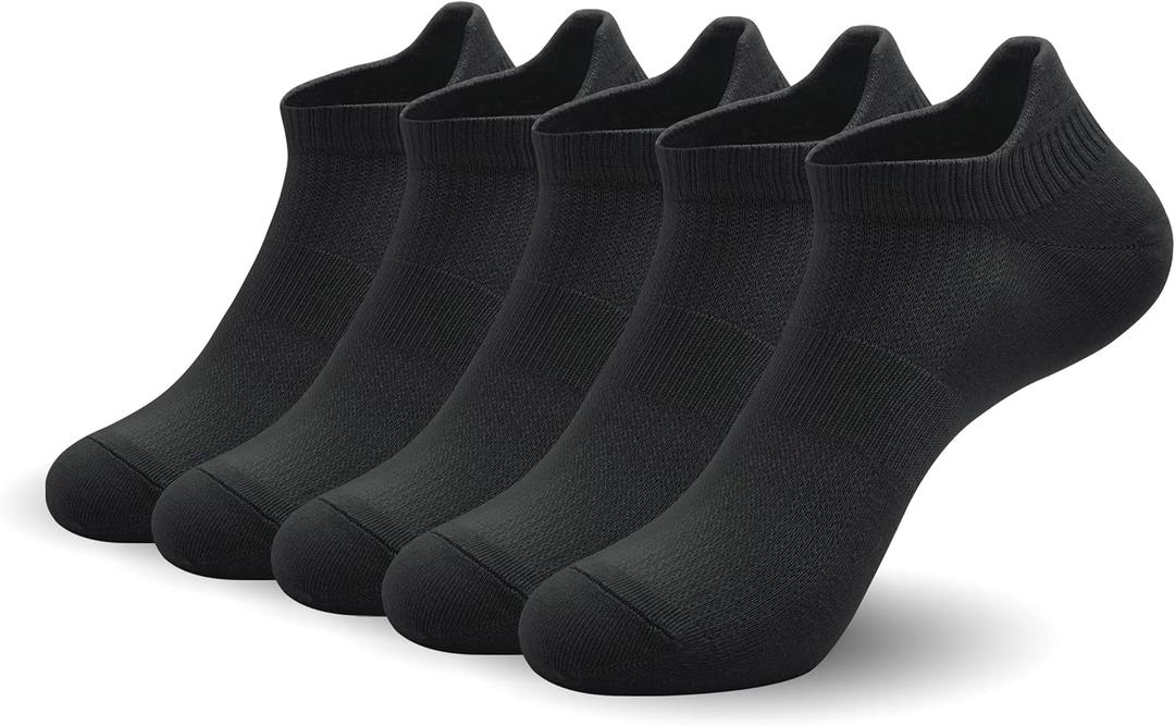 SERISIMPLE Women Ultra Thin Socks Viscose Bamboo Low Cut No Show Ventilating Ankle Anti Odor Arch Support Mesh Socks 5 Pairs (Black, L)