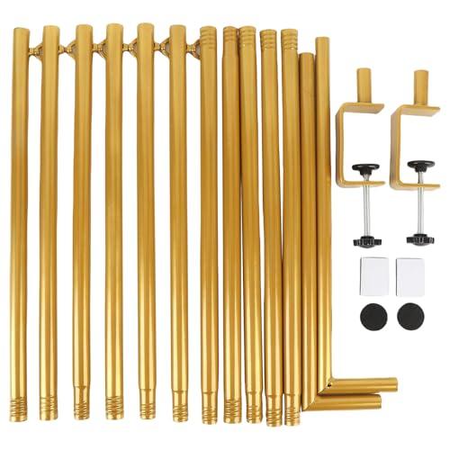 Nurnesy Over The Table Rod Stand with Clamps Adjustable 46-100in Length 29-55in Height Table Balloon Arch Stand Decorating Rod Hanging Rail Party Stands for Decorations Wedding (Gold)