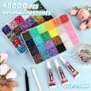 48000Pcs Resin Jelly Rhinestones Kit for Bedazzling,48 Colors Bedazzler Kit, 3mm