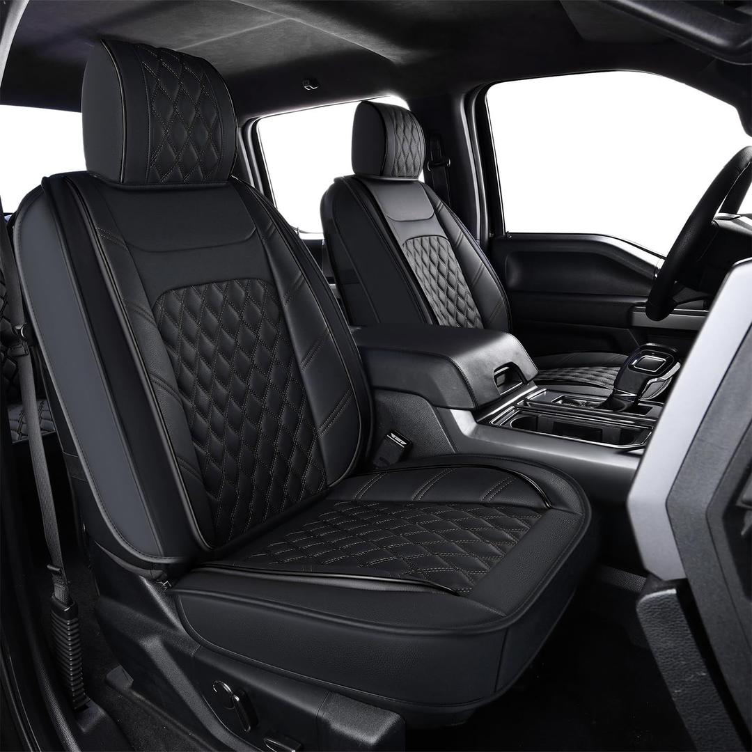 Silverado Sierra Seat Covers, for Truck Chevy Silverado GMC Sierra 1500 2019-2026, 2500HD 3500HD 2020-2026 Crew Double Extended Cab Seat Cushion Protector(Front Pair, Black 2 pcs)