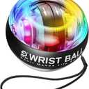 Wrist Trainer Ball Auto-Start Gyroscopic Forearm Exerciser Gyro Ball for Strengthen Arms, Fingers, Bones and Muscles (Black with LED light)