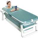 Foldable Bathtub Portable Soaking Bath Tub for adult,Ideal for Hot Bath Ice Bath with Reached Out Hands 53 inch