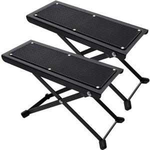 Guitar Foot Stool, 2 Pack Guitar Foot Rest, Height 4 Levels Adjustable Folding Solid Iron Guitar Foot Stand with Rubber End Caps for Classical Guitar