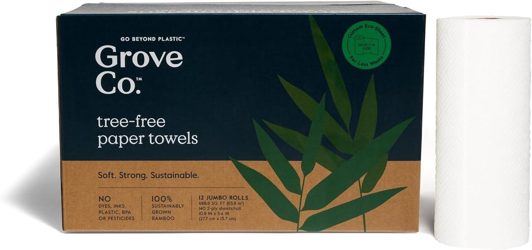 Grove Co. Bamboo, Tree Free, Paper Towels, 12 Rolls (140 sheets per roll)