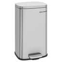 SONGMICS Trash Can with Lid, 8 Gallon Waste Bin, Small Stainless Steel Step Pedal Trash Can with Inner Bucket, Soft Close, Kitchen, Silver ULTB03NL