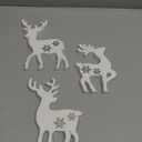 3Pcs Cute Christmas Tiered Tray Decor Indoor, Wooden Farmhouse Reindeer Christmas Tabletop Decorations Xmas Centerpiece, Rustic Reindeer Sign Standing Elk Decor for Home Shelf (White)