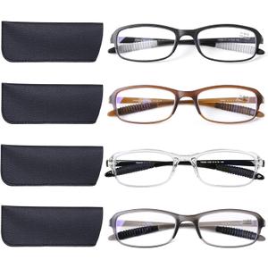 DOOViC 4 Pack Reading Glasses for Women Men Blue Light Blocking Reading Glasses TR90 Flexible Lightweight Readers +3.5