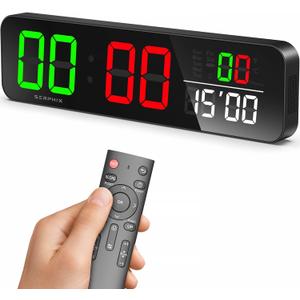 15.2" Digital Scoreboard Clock with Countdown Timer, Variable LED Color, Tabletop Electronic Scoreboard with Remote, Score Keeper for Games/Corn Hole/Volleyball/Table Tennis Sports