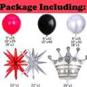 Red and Black Silver Balloon Arch Garland kit 150Pcs Red and Black Latex Chrome Silver and Crown Starburst Star Mylar Balloons for Birthday 2025 Graduation Party Decorations