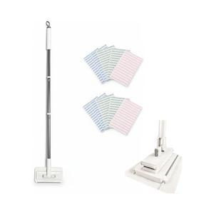 Push Clamp Mini Mop Stick with 39in Short Handle — Zero-Touch Gap Dust Cleaner & Press Lock Small Mop Head, Lazy Mops Wet and Dry for Kitchen Bathroom Toilet Cleaning with 10 Cloths
