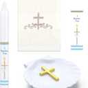4 Pcs Baptism Candle Set for Boy Girls Included Towel Candle Conch and Sticker Comunin De Nio Bautizo De Nia for Christening Favors