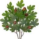 Fake Plants Branches Artificial Greenery Stems Set of 3, Faux Greenery Stems for Vase, 24.4" Artificial Fiddle Stems with Fig Fruits, Fake Greenery for Dining Room Bathroom Living Room Centerpieces