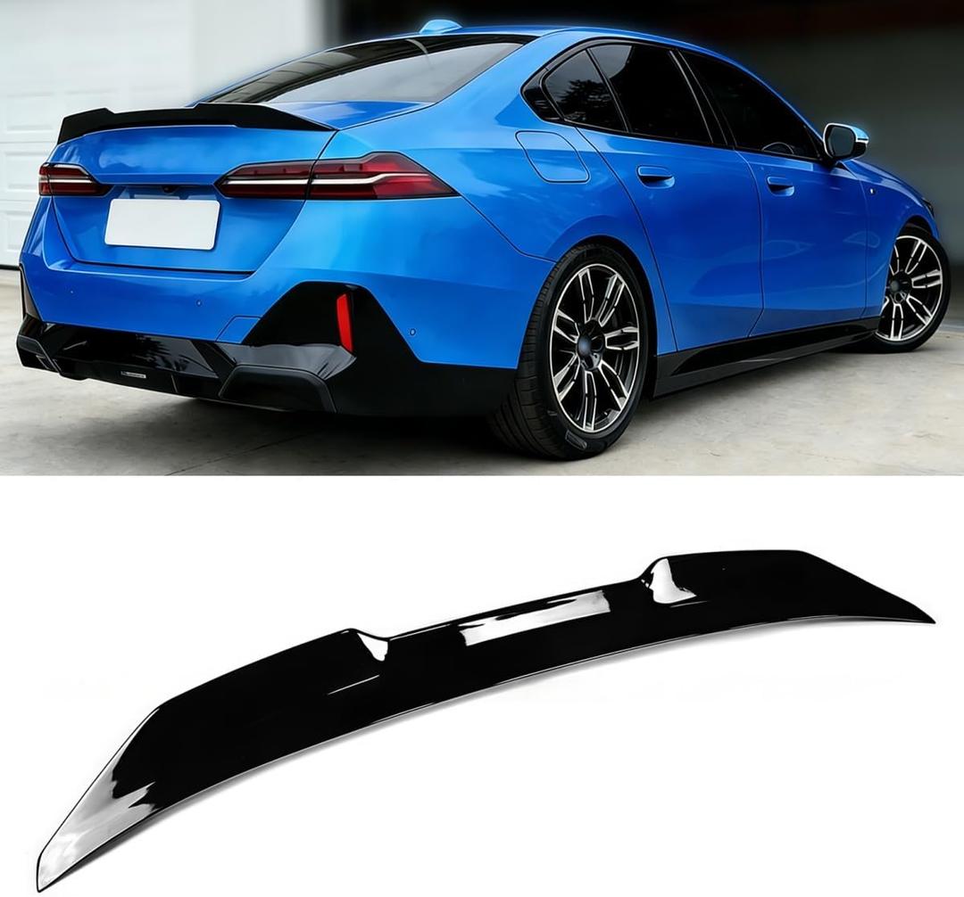 Rear Spoiler Compatible with BMW G60 530i 540i 550e i5 M60 2024-2026, Gloss Black PSM Style Trunk Exterior High Kick Tail Deck Lid Wing Lip Splitter Sedan