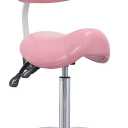 Antlu Saddle Stool Rolling Chair with Back Support,Esthetician Tattoo Dental Lash Chairs for Eyelash Tech Massage Salon(Pink,with Backrest)
