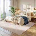 Homemate Washable Rug 8x10 Area Rugs - Vintage Faux Wool Rugs for Living Room Bedroom Dining Room - Non Slip Foldable Carpet Indoor Area Rug for Home Decor8'x10', Beige
