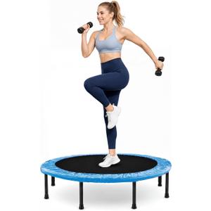 Fitvids 40" Foldable Trampoline Fitness Rebounder, Quiet & Stable Exercise Trampoline for Indoor/Outdoor Cardio, Balance, Core Strength, Max Load 300lbs, Black-1pcs