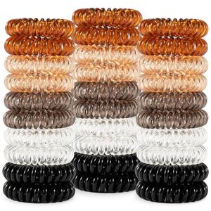 MAQIHAN Hair Ties - 40Pcs Telephone Cord Elastic Ponytail Holders for Thick Hair, Women, Girls and Teens in Neutral Colors