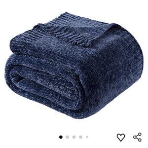 BATTILO HOME Navy Throw Blanket for Couch, Dark Blue Throw Blankets for Sofa, Chair, Living Room, Chenille Knit Throw Blankets for Bed Living Room Home Decor, 51"x67"