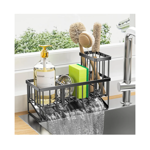 Cisily Kitchen Sink Caddy Organzier with High Brush Holder, Sponge Holder for Sink, 304 Rustproof Stainless, Kitchen Countertop Soap Dispenser Organizer, Kitchen Decor and Accessories