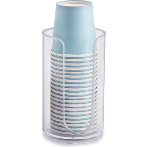 LoveBB Bathroom Cup Dispenser, 3oz-5oz Small Disposable Paper Cups Holder for Bathroom Vanity Countertop's Rinsing/Mouthwash Cups, Clear