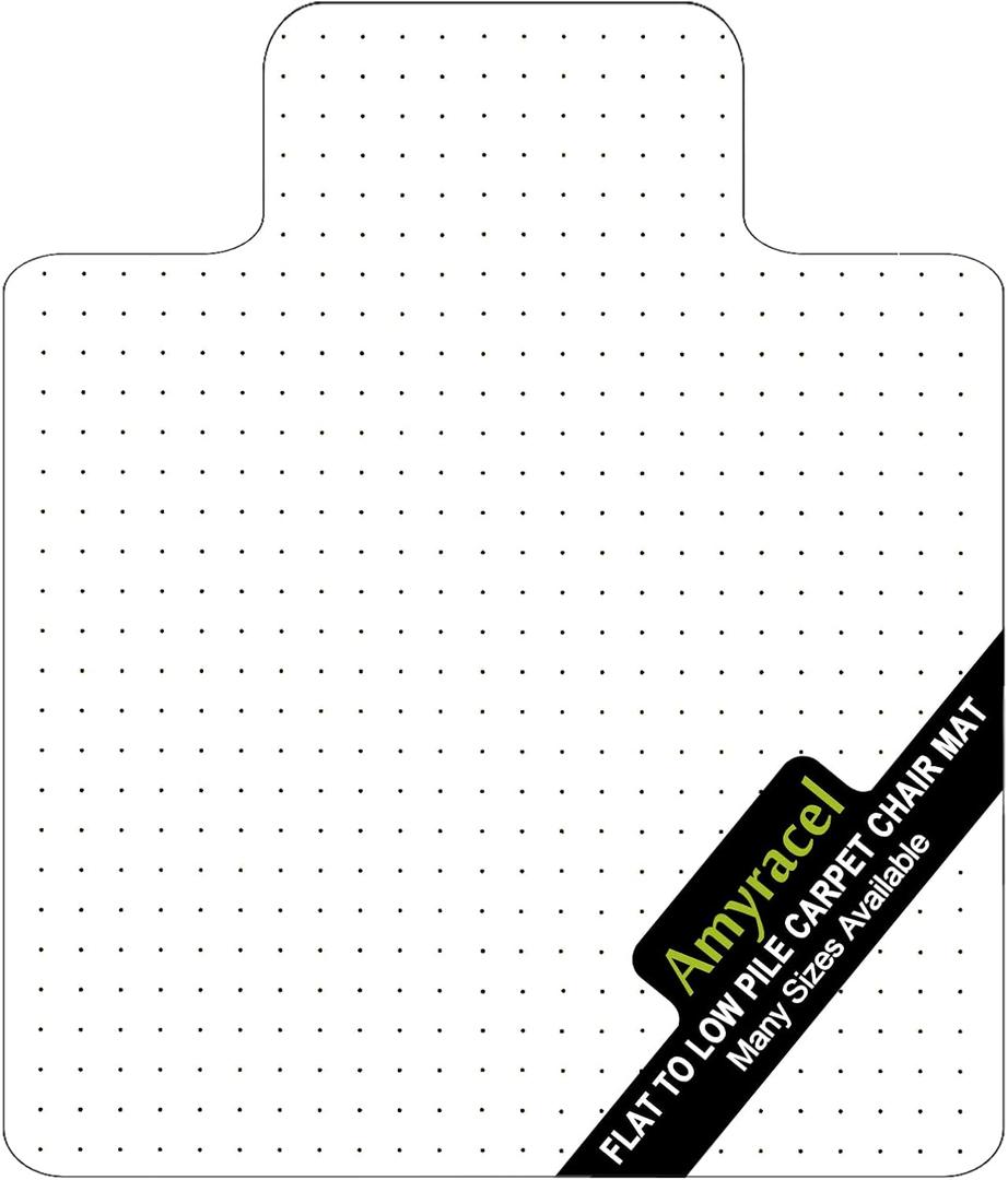 Amyracel Clear Chair Mat for Low Pile Carpet, 53'' x 45'' Thick Computer Desk Chair Mat for Carpeted Floors, Easy Glide Plastic Floor Mat for Office Chair on Carpet Protection (45'' x 53'' with Lip)