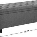 SONGMICS Storage Ottoman, Storage Bench, Tufted Entryway Bedroom Bench, 17.7 x 46.5 x 17.7 Inches, Hinges Easy Lid Operation, Wooden Legs, Linen-Look Cover, Loads 330 lb, Dark Gray ULOM070G01