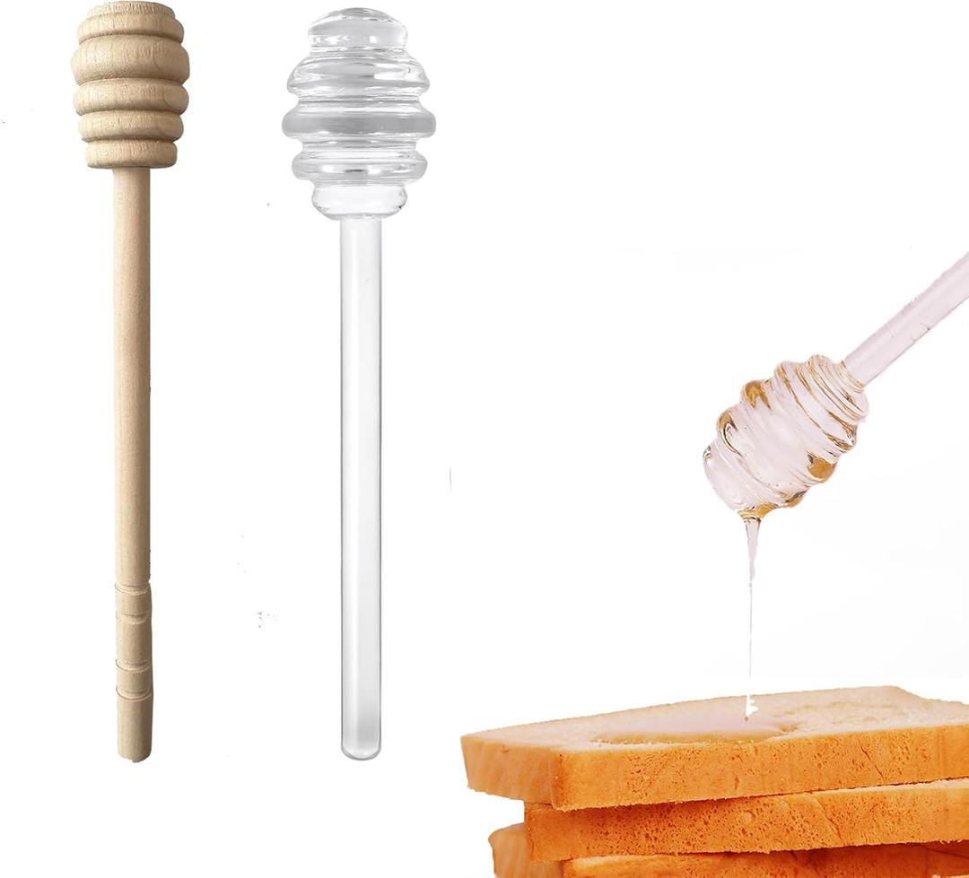 1 Pc Honey Dipper Sticks for Honey Jar,Glass and Wooden Honey Dipper,Honeycomb Stick for Honey Pot Jar