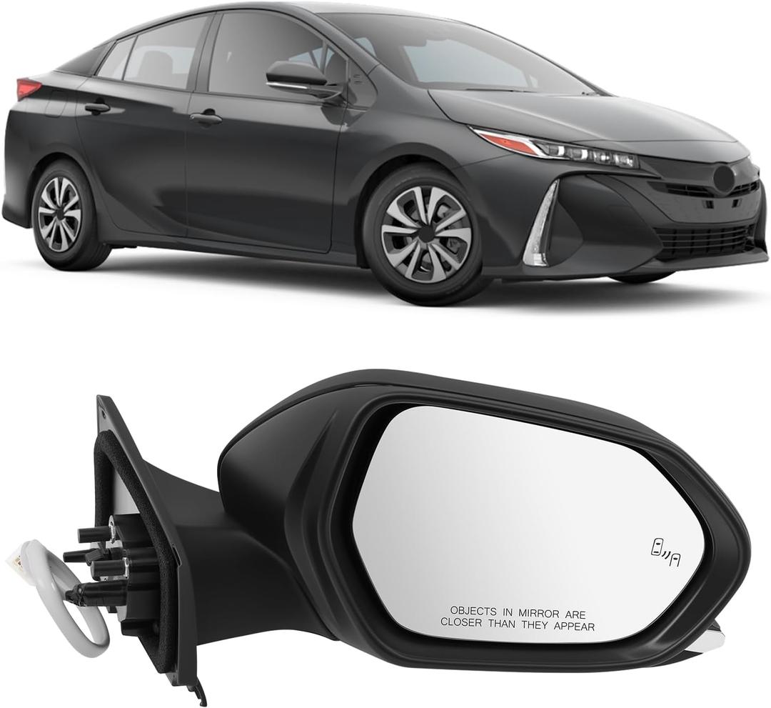 Right Passenger Side Mirror Compatible with Toyota Prius 2016-2022, W/Blind Spot Indicator/Heated/Manual Folding/Power Glass Door Mirror Replace TO1320357,87910-47420 (6 pins)