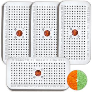 Wisesorb 40 Gram Pack of 4 Silica Gel Canister, Gun Safe Dehumidifiers (Orange to Green), Reusable Desiccant Moisture Absorber for Car, Closet
