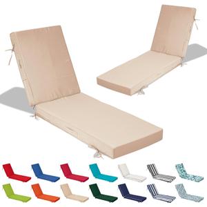 80x26x4in Lounge Cushions for Outdoor Furniture,Outdoor Lounge Chair Cushions Set of 2, Pool Chaise Cushions for Patio Lawn, Patio Lounger Pads with Removable Cover, Khaki 26xf
