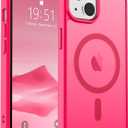SUPFINE Magnetic for iPhone 15 Plus Case & iPhone 14 Plus Case(Compatible with MagSafe)(Military Grade Drop Protection) Slim Translucent Shockproof with Anti-Fingerprint Phone Case,Hot Pink