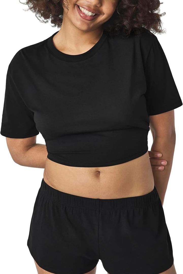 florence by mills Women's Garden Party Elastic-Back Tee (Black, XL)