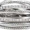 925 Sterling Silver Cross Rings Diamond Ring Cubic Zirconia Rings Fashionable Multi-Ring Combination of Two Colors CZ Diamond Multi Row Ring Eternity Engagement Wedding Band Ring for Women 9