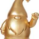 WDS WONDROUS Christmas Gnome Decor, Santa Figurine Gold Handmade Elf Waving Arm Decor for Home Office Shelf Tabletop Holiday Decoration (6.3") (set of 1)