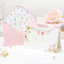 Crisky Baby Shower Thank You Cards with Envelopes & Stickers, 50 Pack Pink Gold Baby Thank You Greeting Cards Bulk for Girl, Watercolor Delicate Wildflower Design