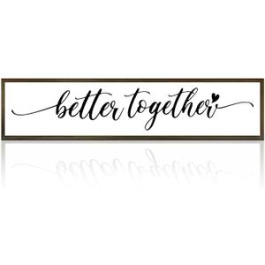 Better together Sign, Rustic Wood Farmhouse Sign, Wedding Sign, Inspirational Wood Signs, Home Wall Decor Wood Framed, Wooden Box Sign Desk Décor, Wall Decor Aesthetic, Tiered Tray Sign