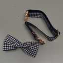 ARING PET Bowtie Dog Collars Adjustable Collar with Bow Tie for Puppy Small Medium Large Boy Girl Dogs-Size M Length 13.5-22" (Plaid Navy)