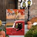DLZDN Hello Fall Black Cat Garden Flag 1218 Inch Double Side Vertical Burlap Farmhouse Yard Sign Autumn Seasonal Outdoor House Decoration